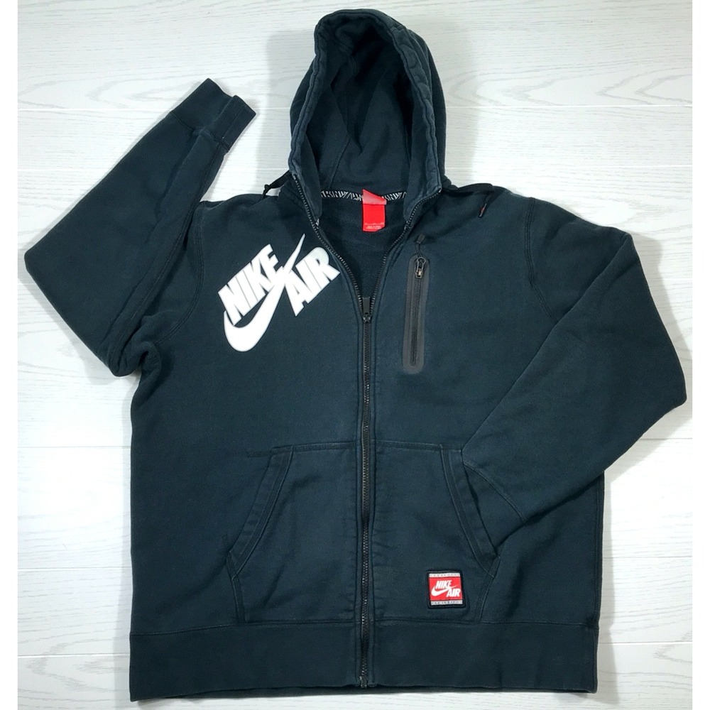 Nike Air Jacket Mens XL Black Full Zip Hoodie Pockets Drawstring Gym 689371-010